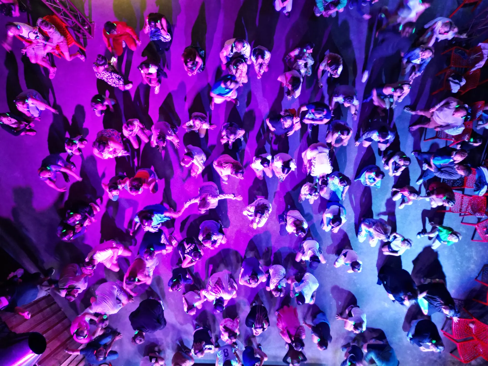 Soirée silent disco S-Party vue du ciel